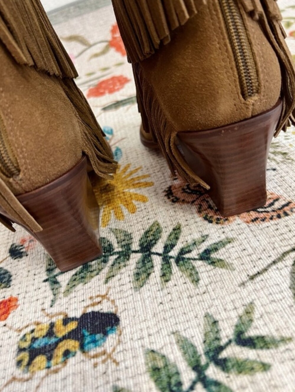 New Dolce Vita Torey Fringe Suede Chestnut Boots - Picture 7 of 16